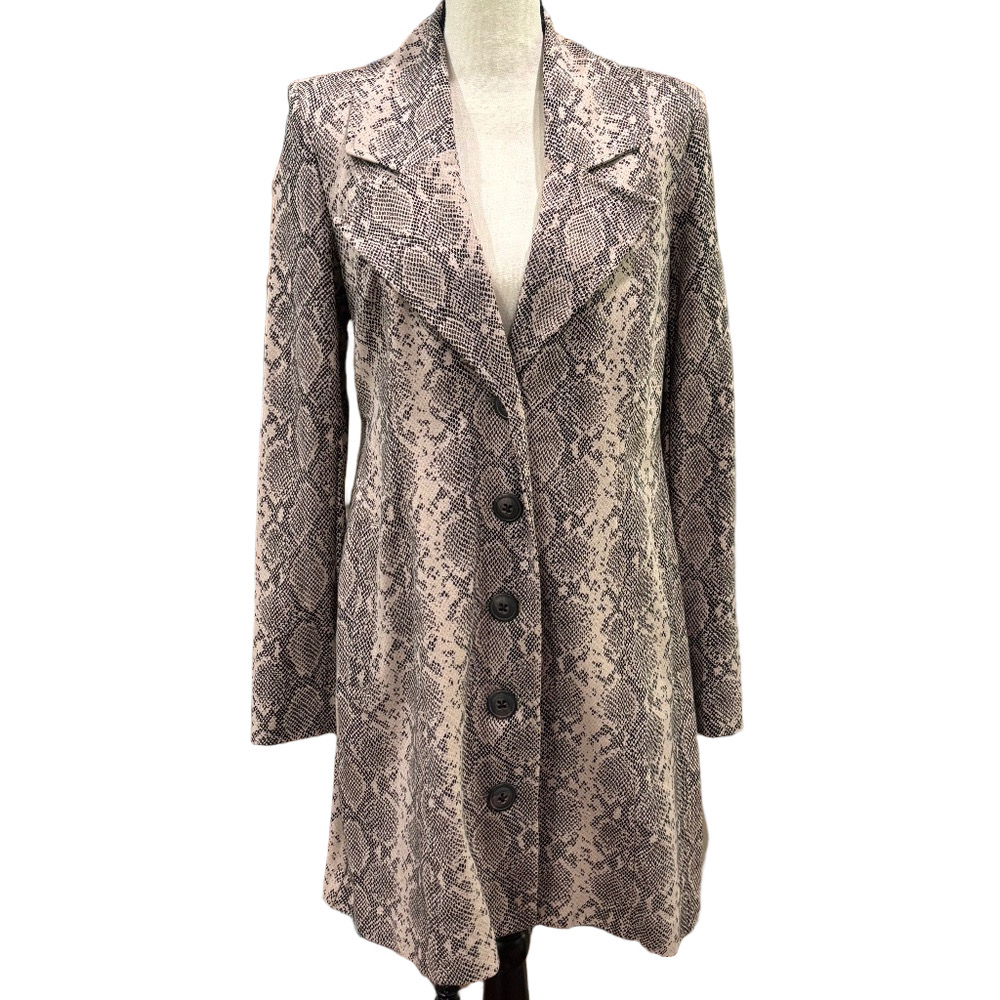 CAbi 4114 King Cobra Snake Print Ponte Knit Beige Black Fashion Coat, Size Med - Picture 2 of 10
